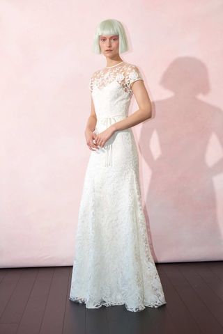 Isabelle Armstrong + Sage Lace Trumpet Gown