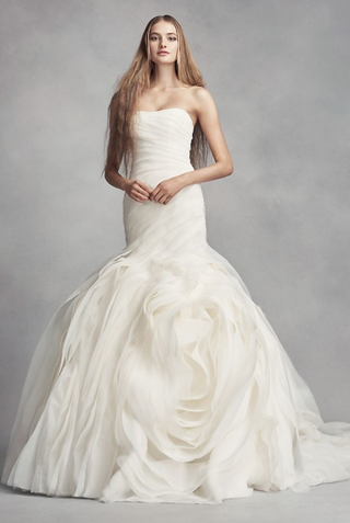White by Vera Wang + Bias-Tier Trumped Wedding Dress