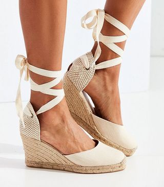Urban Outfitters x Soludos + Linen Espadrille Tall Wedge Sandal