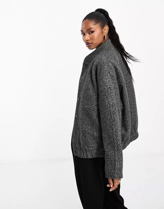 4th & Reckless + Oversized Wool Look Bomber Jacket