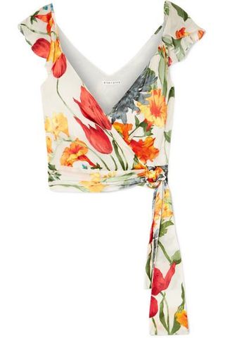 Alice + Olivia + Nicole Devoré-Chiffon Wrap Top