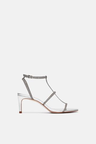 Zara + Heeled Sandals With Laminated Straps