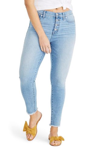 Madewell + Button Front High Waist Crop Skinny Jeans