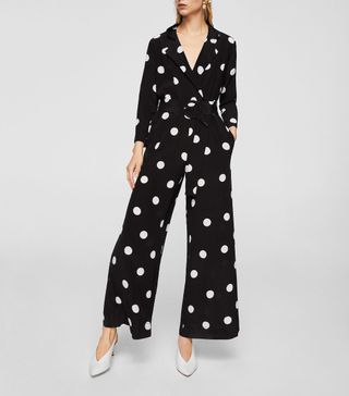 Mango + Polka-Dot Long Jumpsuit