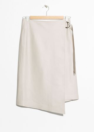 & Other Stories + Leather Belted Wrap Skirt