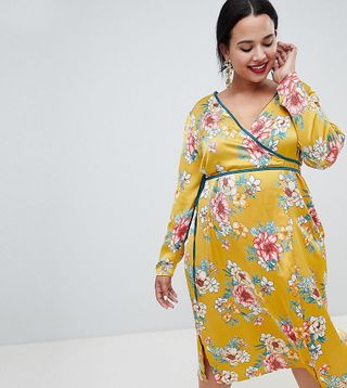 Missguided + Satin Floral Wrap Dress