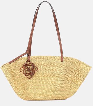 Loewe + Shell Small Leather-Trimmed Basket Bag