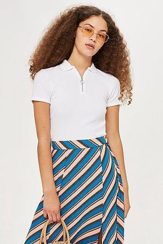 Topshop + Plain Zip Polo Shirt