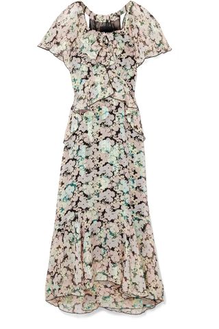 Anna Sui + Night Bloom Printed Fil Coupé Silk-Blend Chiffon Midi Dress