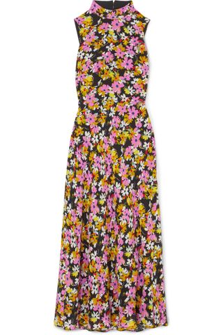 Saloni + Gemma Open-Back Floral-Print Silk Crepe de Chine Midi Dress