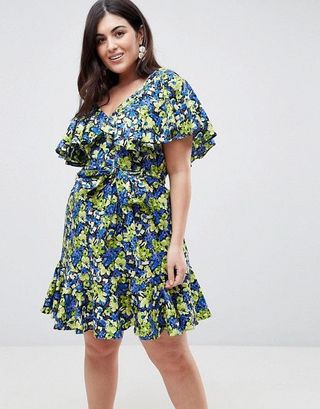 ASOS Curve + Cotton Ruffle Sundress in Floral Print