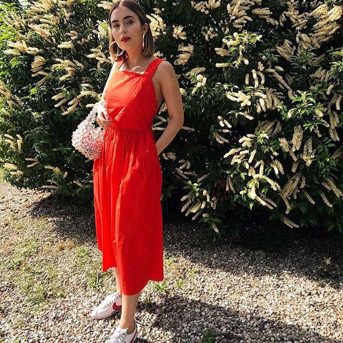 open lace back dress Red Big Points Cotton Summer dresses For Women Q670 FantasyLinen