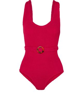 Hunza G + Solitaire Embellished Seersucker Swimsuit