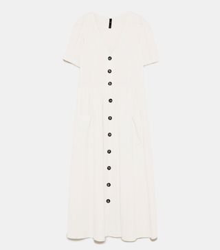 Zara Trf + Midi Dress With Buttons