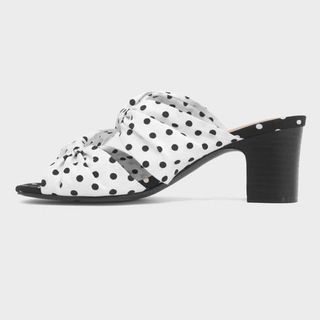 Who What Wear + Poppy Polka Dot Bow Two Band Heeled Pumps