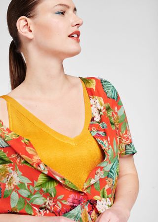 Violeta + Tropical-Print Blouse