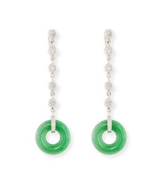 David C.A. Lin + Green Jade Circle Drop Earring With Diamonds