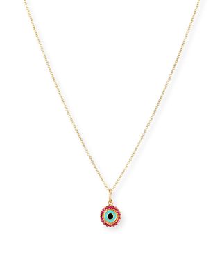 Sydney Evan + 14K Small Enamel Eye Pendant Necklace