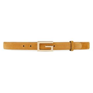 Gucci + Suede Belt With G Buckle in Beige Suede