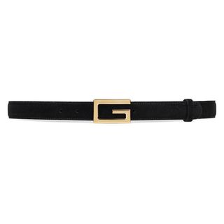 Gucci + Suede Belt With G Buckle in Black Suede