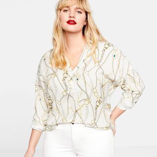 Violeta by Mango + Chain Print Blouse