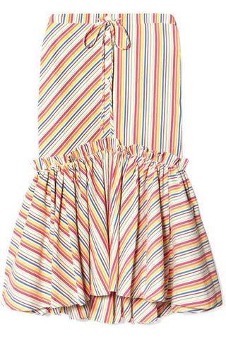 Rosie Assoulin + Striped Seersucker Midi Skirt