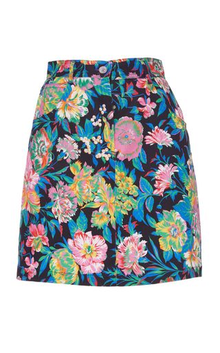 MSGM + Tropical Jungle Print Mini Skirt