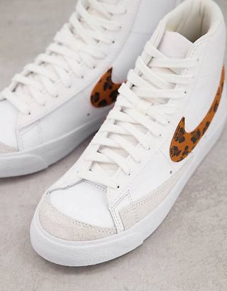Nike + Blazer Mid '77 Trainers in White and Leopard Print