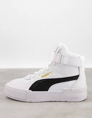 Puma + Cali Sport Top Warm Up Trainers in White and Gold
