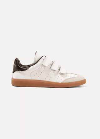Isabel Marant + Beth Logo-Print Suede-Trimmed Leather Sneakers