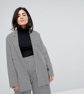 ASOS Curve + Tailored Power Blazer in Dogstooth