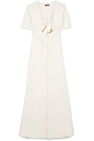 Staud + Maya Tie-Front Linen-Blend Maxi Dress