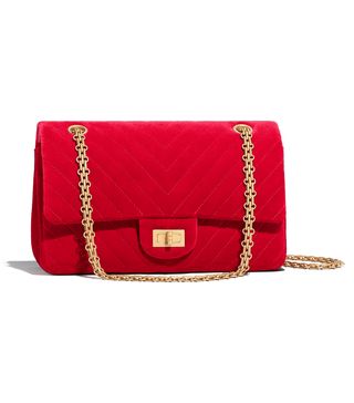 Chanel + 2.55 Handbag Velvet & Gold-Tone Metal