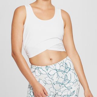 JoyLab + Cropped Ribbed Tank Top with Mesh