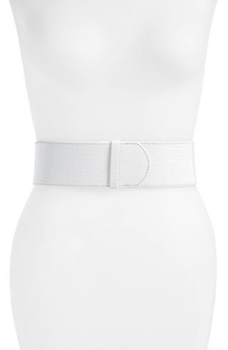 Halogen + Croc Embossed Faux-Leather Stretch Belt