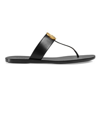 Gucci + Leather Thong Sandal With Double G