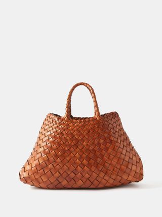 Dragon Diffusion + Santa Croce Small Woven-Leather Basket Bag