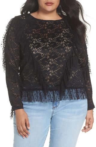 Lost Ink + Ruffle Trim Lace Top