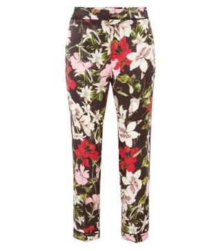 Erdem + Ginnie Cropped Floral-Print Silk-Satin Straight-Leg Pants