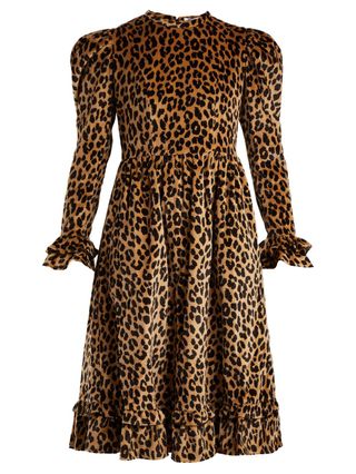 Batsheva + Leopard-Print Brushed Cotton Dress