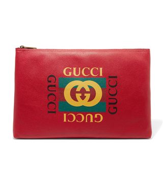 Gucci + Printed Textured-Leather Pouch