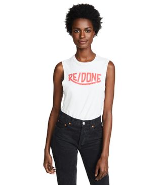 Re/Done + Logo Muscle Tank Top