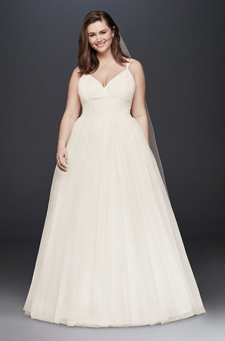 David’s Bridal Collection + Pleated Tulle Ball Gown Wedding Dress