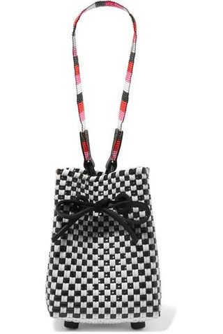 Truss + Party Mini Woven Raffia-Effect Wristlet Bag