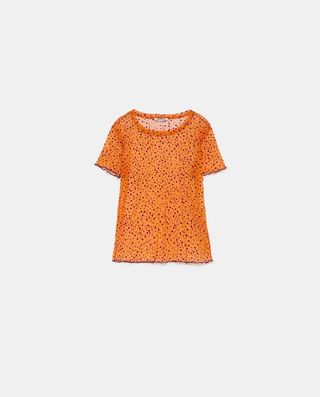 Zara + Polka Dot Tulle T-Shirt