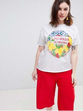 ASOS Curve + T-Shirt With Limonada Print