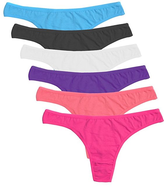 Elacucos + 6 Pack Thongs Cotton Breathable Panties