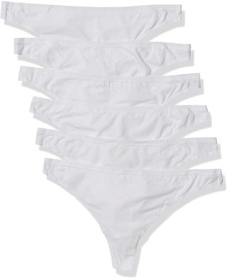 Amazon Essentials + Plus-Size 6-Pack Cotton Stretch Thong Underwear
