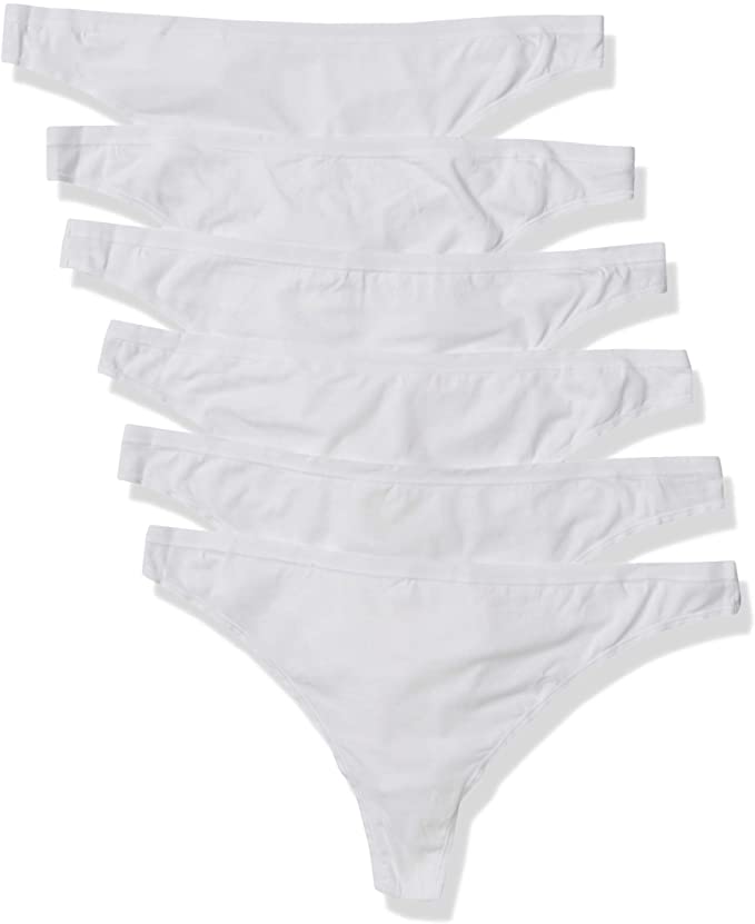 Amazon Essentials + Plus-Size 6-Pack Cotton Stretch Thong Underwear