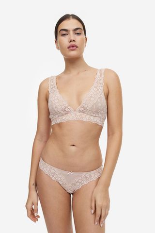 H&M + 5-Pack Lace-Trimmed Cotton Thong Briefs